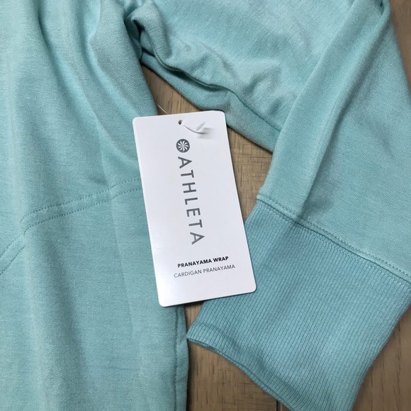 Athleta Cardigan Pranayama Wrap Womens Size 2X Green Relaxed Open Front Cozy NEW - Picture 2 of 11